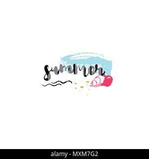 hello summer badge Isolated Typographic Design Label. Season Holidays lettering for logo,Templates, invitation, greeting card, prints and posters. Stock Vector