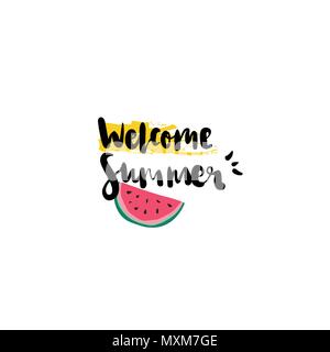 hello summer badge Isolated Typographic Design Label. Season Holidays lettering for logo,Templates, invitation, greeting card, prints and posters. Stock Vector