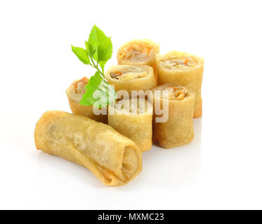 Spring Roll also known as Egg Roll isolated on white. Stock Photo