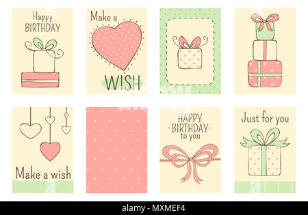 set of banner background flyer placard in naive hand drawn style in pastel color with inscription birthday labels for scrapbooking vector templa mxmef4