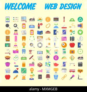 Set Of Icons, Quality Universal Pack, Big Icon Collection. Vector illustration Stock Vector