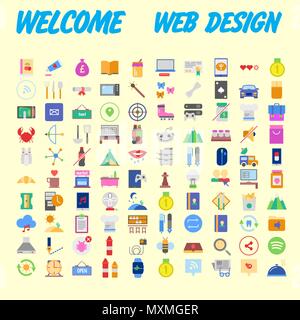 Set Of Icons, Quality Universal Pack, Big Icon Collection. Vector illustration Stock Vector