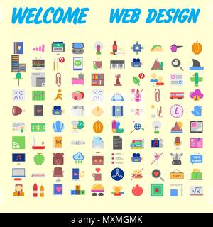 set of 100 high quality flat icons. Vector illustration Stock Vector