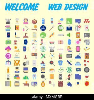 set of 100 high quality flat icons. Vector illustration Stock Vector