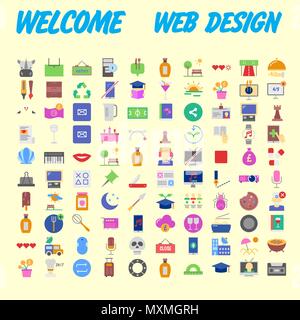 set of 100 high quality flat icons. Vector illustration Stock Vector