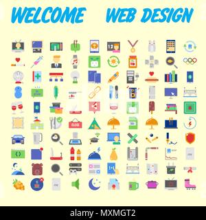 set of 100 high quality flat icons. Vector illustration Stock Vector