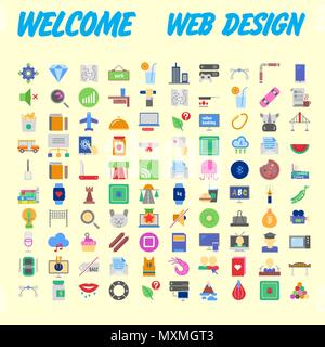 set of 100 high quality flat icons. Vector illustration Stock Vector