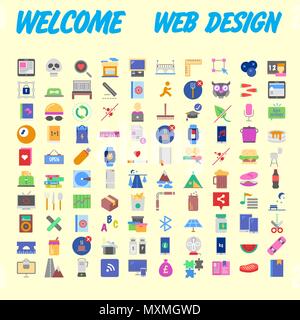 set of 100 high quality flat icons. Vector illustration Stock Vector