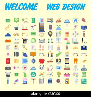 set of 100 high quality flat icons. Vector illustration Stock Vector