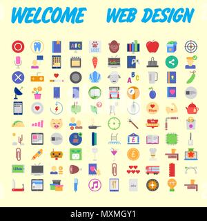 set of 100 high quality flat icons. Vector illustration Stock Vector