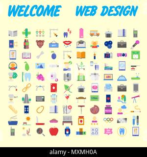 set of 100 high quality flat icons. Vector illustration Stock Vector