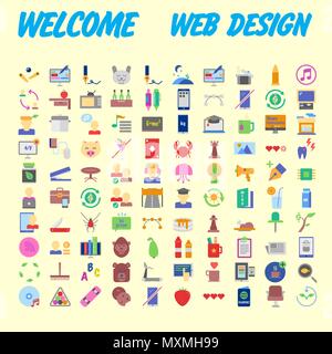 Orange background 100 universal Icon Set for web and mobile. Vector ...