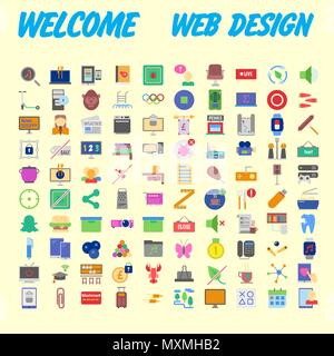 Orange background 100 universal Icon Set for web and mobile. Vector illustration Stock Vector