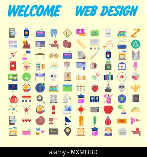 Orange background 100 universal Icon Set for web and mobile. Vector illustration Stock Vector
