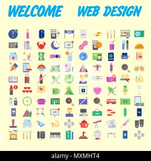 Set of 100 Isolated Minimal Modern Simple Elegant colorful Icons. Vector illustration Stock Vector
