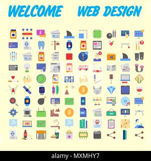 Set of 100 Isolated Minimal Modern Simple Elegant colorful Icons. Vector illustration Stock Vector