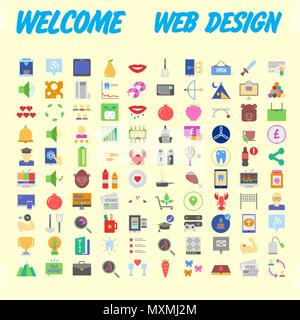 Set of 100 Isolated Minimal Modern Simple Elegant colorful Icons. Vector illustration Stock Vector