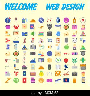 Universal set of social, technical, household icons isolated on background. Designed in a modern style - Material Design. Vector illustration Stock Vector