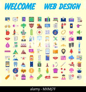 Universal set of social, technical, household icons isolated on background. Designed in a modern style - Material Design. Vector illustration Stock Vector