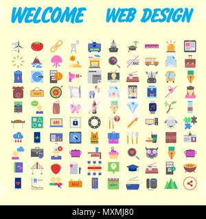 Universal set of social, technical, household icons isolated on background. Designed in a modern style - Material Design. Vector illustration Stock Vector