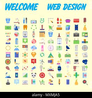 Universal set of social, technical, household icons isolated on background. Designed in a modern style - Material Design. Vector illustration Stock Vector