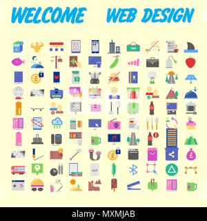 Universal set of social, technical, household icons isolated on background. Designed in a modern style - Material Design. Vector illustration Stock Vector