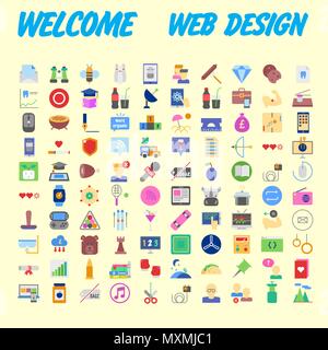 Universal set of social, technical, household icons isolated on background. Designed in a modern style - Material Design. Vector illustration Stock Vector