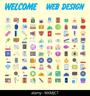 Universal set of social, technical, household icons isolated on background. Designed in a modern style - Material Design. Vector illustration Stock Vector