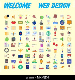 Universal set of social, technical, household icons isolated on background. Designed in a modern style - Material Design. Vector illustration Stock Vector