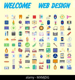 Universal set of social, technical, household icons isolated on background. Designed in a modern style - Material Design. Vector illustration Stock Vector