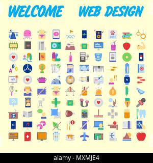 Universal set of social, technical, household icons isolated on background. Designed in a modern style - Material Design. Vector illustration Stock Vector