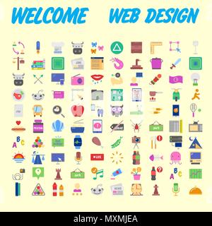 Universal set of social, technical, household icons isolated on background. Designed in a modern style - Material Design. Vector illustration Stock Vector