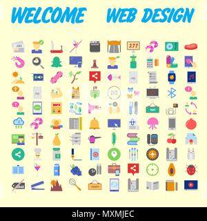 Universal set of social, technical, household icons isolated on background. Designed in a modern style - Material Design. Vector illustration Stock Vector