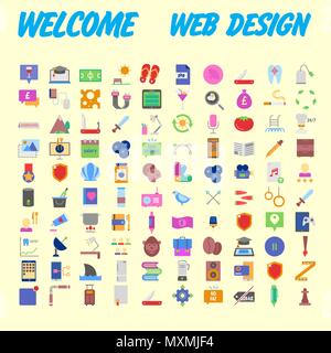 Universal set of social, technical, household icons isolated on background. Designed in a modern style - Material Design. Vector illustration Stock Vector
