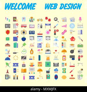 Universal set of social, technical, household icons isolated on background. Designed in a modern style - Material Design. Vector illustration Stock Vector