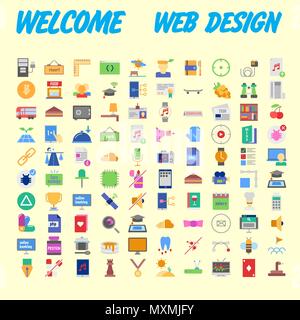 Universal set of social, technical, household icons isolated on background. Designed in a modern style - Material Design. Vector illustration Stock Vector