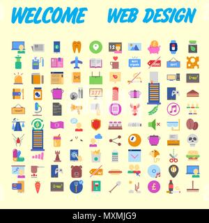 Universal set of social, technical, household icons isolated on background. Designed in a modern style - Material Design. Vector illustration Stock Vector