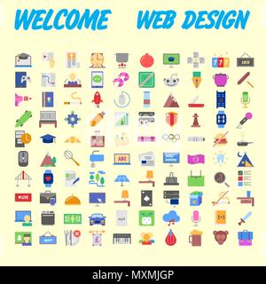 Universal set of social, technical, household icons isolated on background. Designed in a modern style - Material Design. Vector illustration Stock Vector