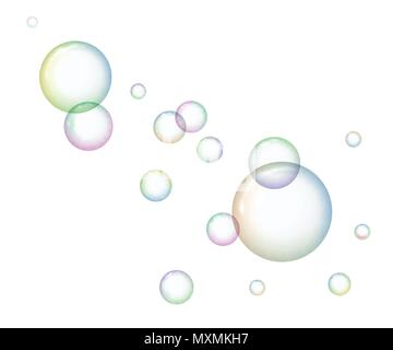 Multicolored soap bubbles on white background Stock Vector