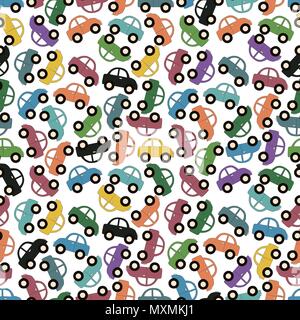 Seamless pattern background with cartoon car Stock Vector
