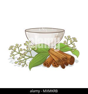 cup of cinnamon tea illustration on white background Stock Vector