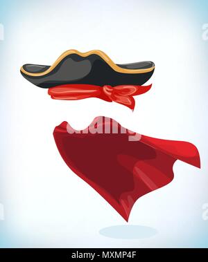 Vintage pirate hat. Masquerade costume headdress. Carnival or Halloween mask. Cartoon Vector illustration Stock Vector