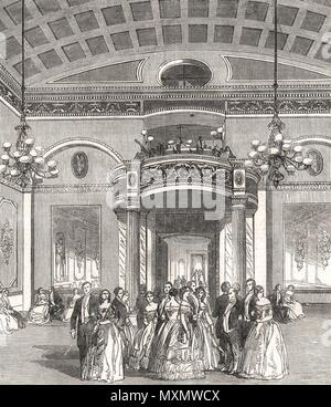 The Whittington Club. New decoration of the ball-room. London 1850. The Illustrated London News Stock Photo