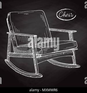 Rocking chair. Sketch a comfortable chair. Vector illustration. Stock Vector