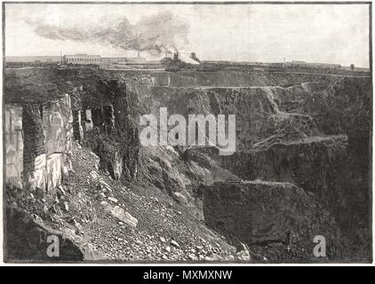 The de Beers diamond mine, South Africa open mine at 350 ft level 1888. The  Illustrated London News Stock Photo - Alamy