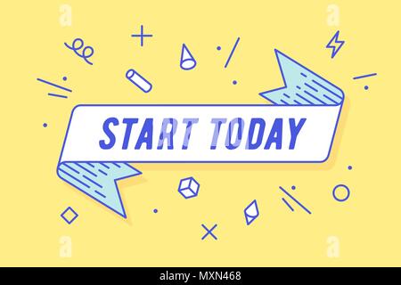Start Today, ribbon banner Stock Vector