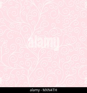 Pale pink vector background with white liana seamless pattern Stock Vector