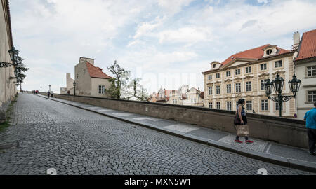 the view of the ascent to the Prague Castle hill, Czech Republic Stock Photo