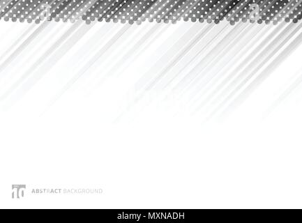 Gray abstract diagonal lines background technology with halftone on white background. Vector illustration Stock Vector
