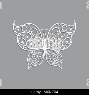 Beautiful paper butterfly with swirl pattern. Stock Vector
